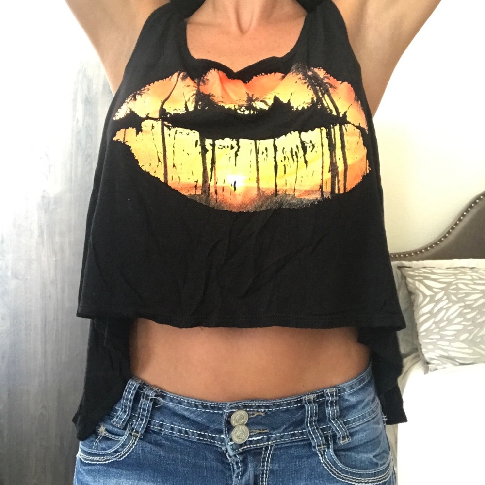 Tropical Sunset Kiss Lips Tank Top